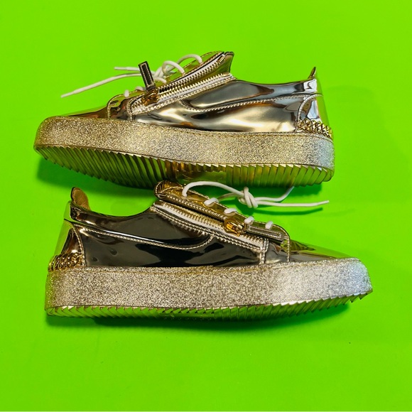 Giuseppe Zanotti Metallic Gold Low Top Men’s Sneakers Size 42 - Picture 5 of 7